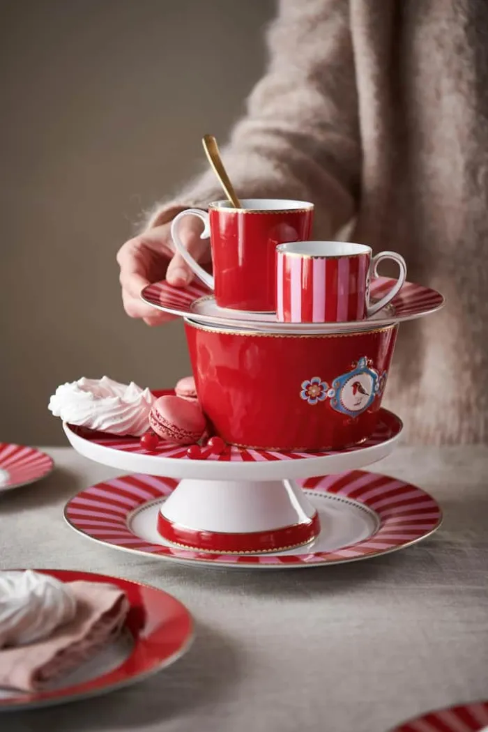 PIP Studio Love Birds Fad Ø 24 cm - Porcelæn - Rød
