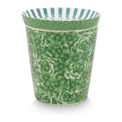 PIP Studio Royal Krus m. skål - 2 dele 23 cl - Porcelæn - Flower & Tea Tip Grøn