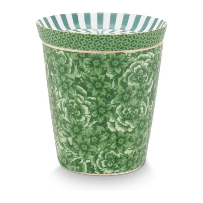 PIP Studio Royal Krus m. skål - 2 dele 23 cl - Porcelæn - Flower & Tea Tip Grøn
