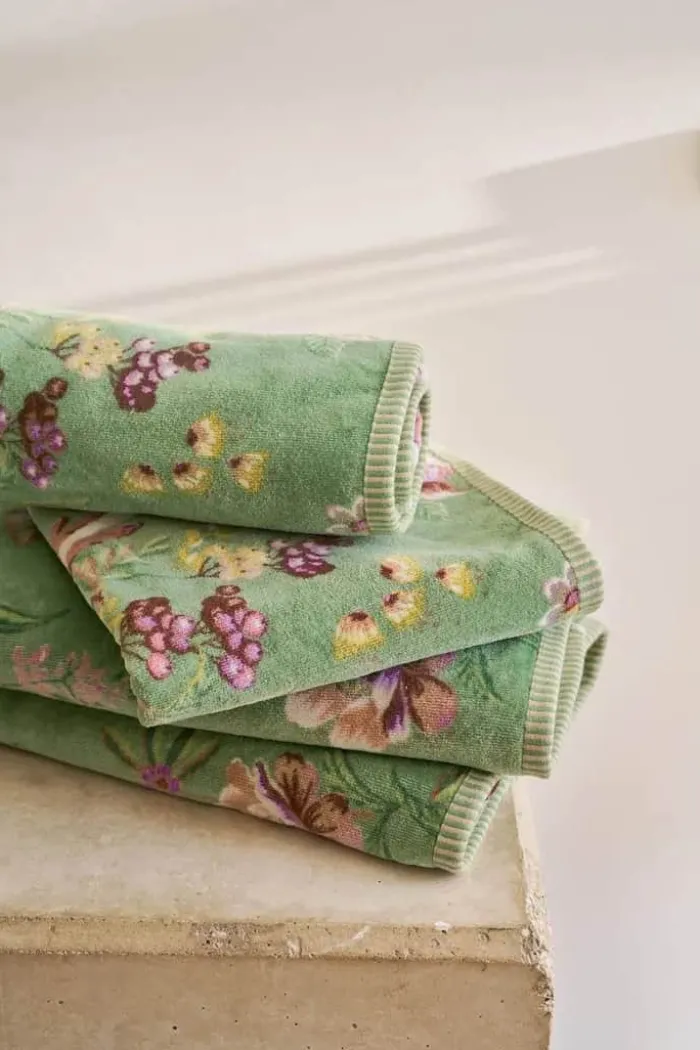 PIP Studio Secret Garden Håndklæde B 55 x L 100 cm - Bomuld - Green