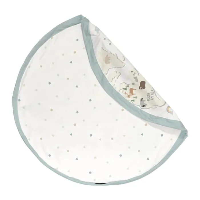 Play&Go Legetæppe - Verdenskort Ø 140 cm - Polyester/bomuld - Creme