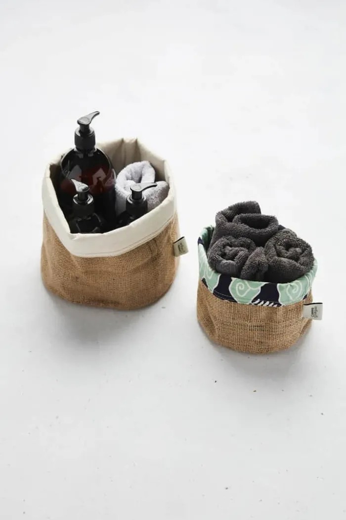 Point Virgule Brødkurv B 20 x L 20 cm - Bomuld/hessian - Brun