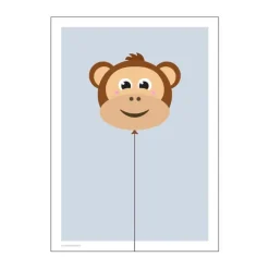 Poster&Frame Plakat - Balloon Monkey B 30 x L 40 cm - Papir - Multifarvet