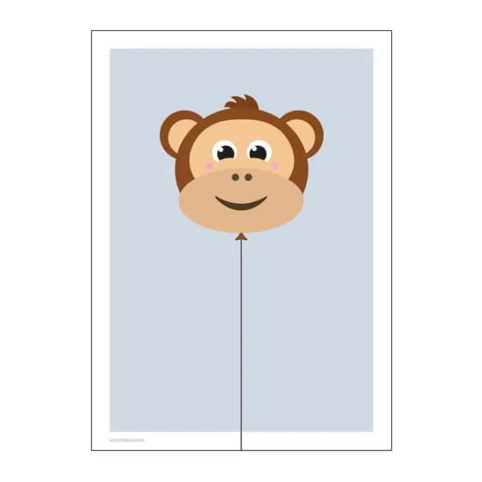 Poster&Frame Plakat - Balloon Monkey B 30 x L 40 cm - Papir - Multifarvet