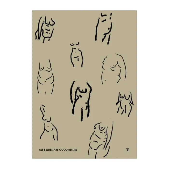 Poster&Frame plakat - Bellies B 50 x L 70 cm - Papir - Sort/beige