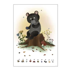 Poster&Frame Plakat - Blåbærbjørn B 29,7 x L 42 cm - Papir - Multifarvet