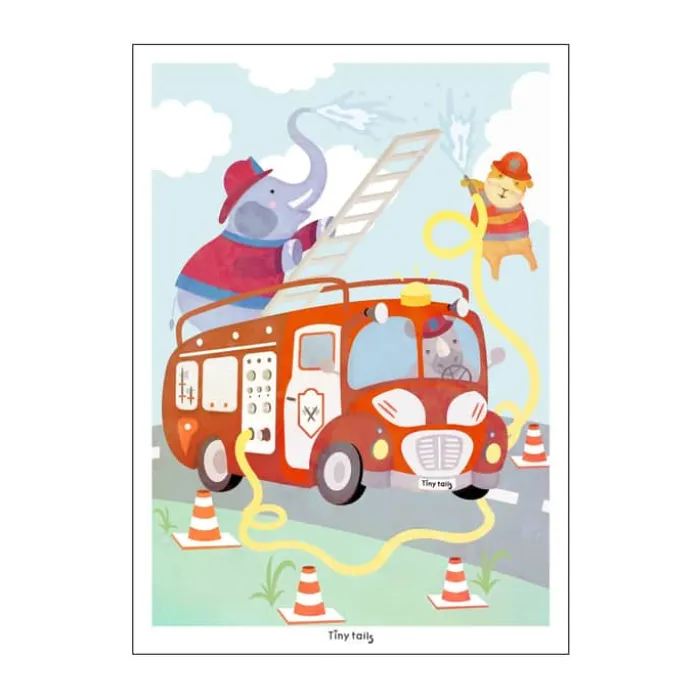 Poster&Frame Plakat - Brandbil B 50 x L 70 cm - Papir - Multifarvet