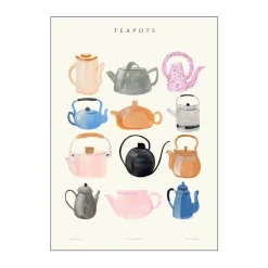 Poster&Frame Plakat - Laura Teapots B 50 x L 70 cm - Papir - Multifarvet