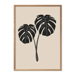 Poster&Frame Plakat - Monstera Deliciosa B 50 x L 70 cm - Papir - Beige