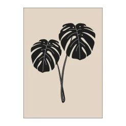 Poster&Frame Plakat - Monstera Deliciosa B 50 x L 70 cm - Papir - Beige