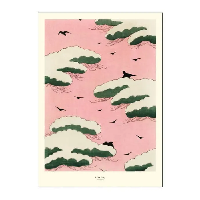 Poster&Frame Plakat - Pink sky B 30 x L 40 cm - Papir - Lyserød/grøn