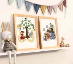 Poster&Frame Plakat - Rødhætte og ulven B 50 x L 70 cm - Papir - Multifarvet