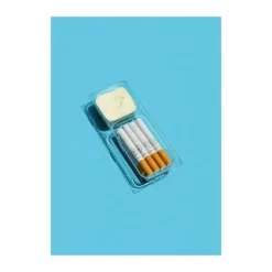 Poster&Frame plakat - Smoked cheese dippers B 30 x L 40 cm - Papir - Turkis/hvid