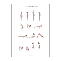 Poster&Frame plakat - Sun salutation a woman B 50 x L 70 cm - Papir