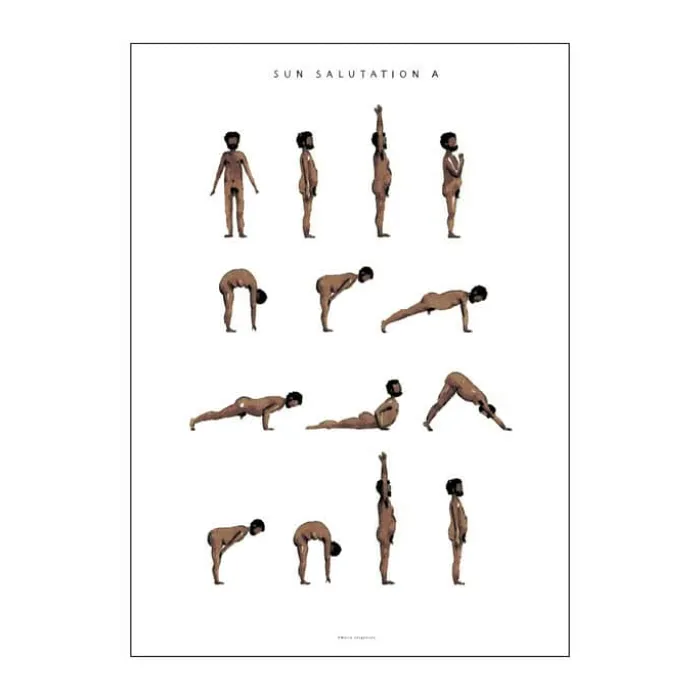 Poster&Frame plakat - Sun salutation a man B 50 x L 70 cm - Papir