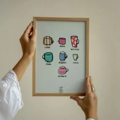 Poster&Frame Plakat - Weekly Cups B 50 x L 70 cm - Papir - Multifarvet