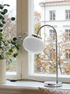 PR Home Elsy Bordlampe Ø 32 x H 51 cm - Jern/glas - Hvid