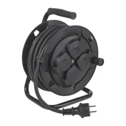 PR Home Kabeltromle 10 meter - 4 stik - Sort