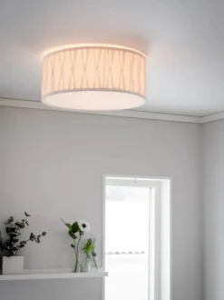 PR Home Plissé Loftlampe Ø 45 X H 18 cm - Hør - Hvid