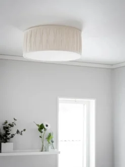 PR Home Plissé Loftlampe Ø 45 X H 18 cm - Hør - Hvid