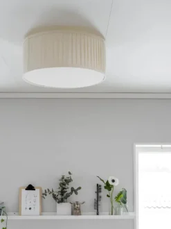 PR Home Plissé Loftlampe Ø 45 X H 18 cm - Hør - Offwhite