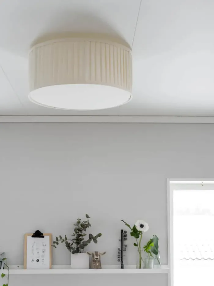 PR Home Plissé Loftlampe Ø 45 X H 18 cm - Hør - Offwhite
