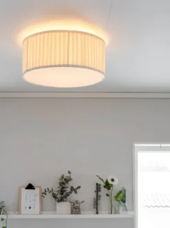 PR Home Plissé Loftlampe Ø 45 X H 18 cm - Hør - Offwhite