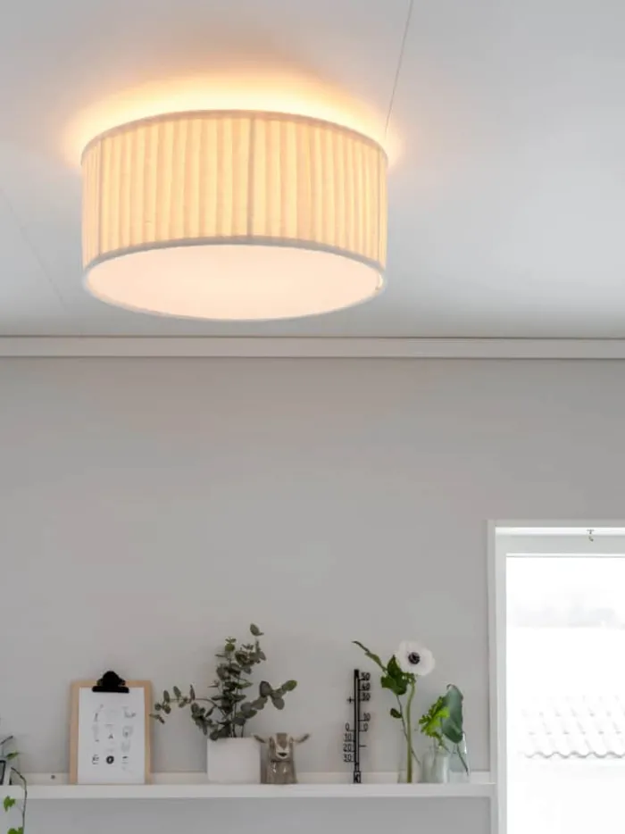 PR Home Plissé Loftlampe Ø 45 X H 18 cm - Hør - Offwhite