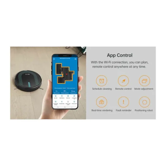 Proscenic 2-i-1 Robot- og moppestøvsuger 850T Med anti-falde-sensor - Sort