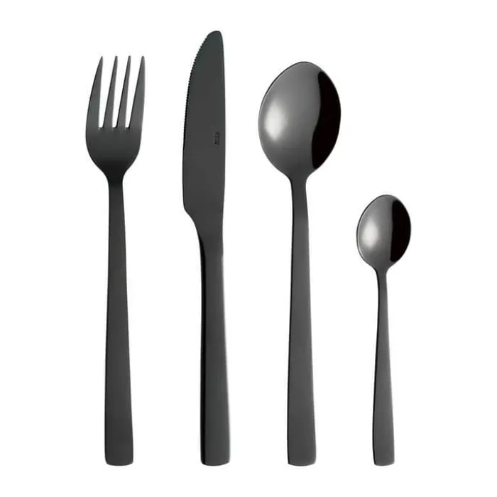 RAW by Aida Bestiksæt - 16 dele 4 kuverter - Rustfrit stål - Sort