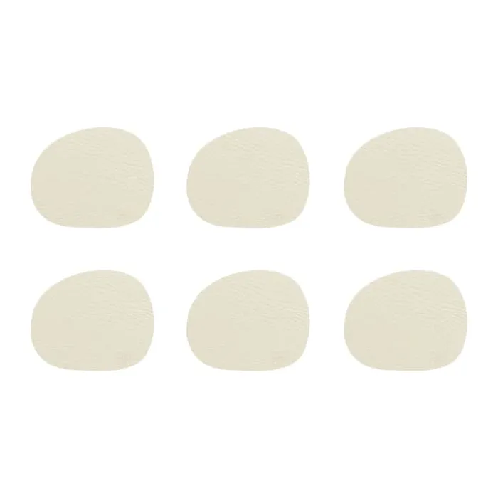 RAW by Aida Buffalo Coaster - 6 stk. B 10 x L 12,2 cm - Læder - Warm nude