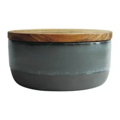 RAW by Aida Skål med låg Ø 5,5 cm - Stentøj/teak - Northern Green