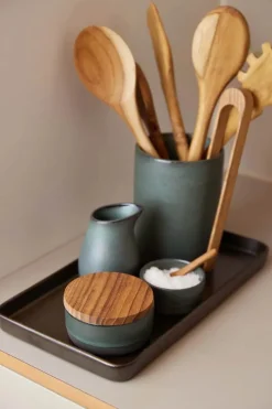 RAW by Aida Skål med låg Ø 5,5 cm - Stentøj/teak - Northern Green