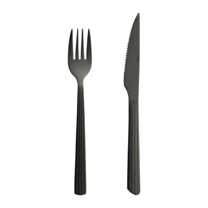 RAW by Aida Steaksæt - 8 dele 4 kuverter - Rustfrit stål - Mat sort