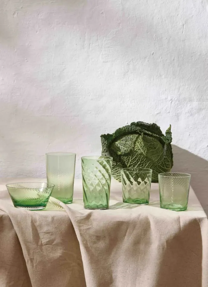 RAW by Aida Unique Low Water Glas 30 cl - Glas - Green Swirl
