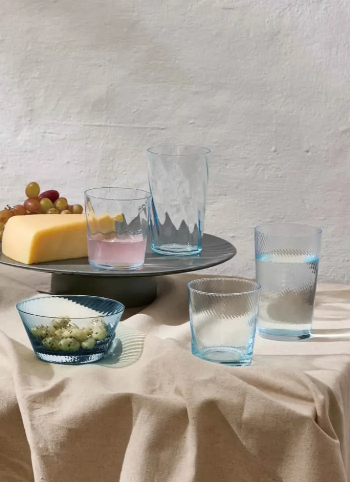 RAW by Aida Unique Low Water Glas 30 cl - Glas - Light Blue Swirl