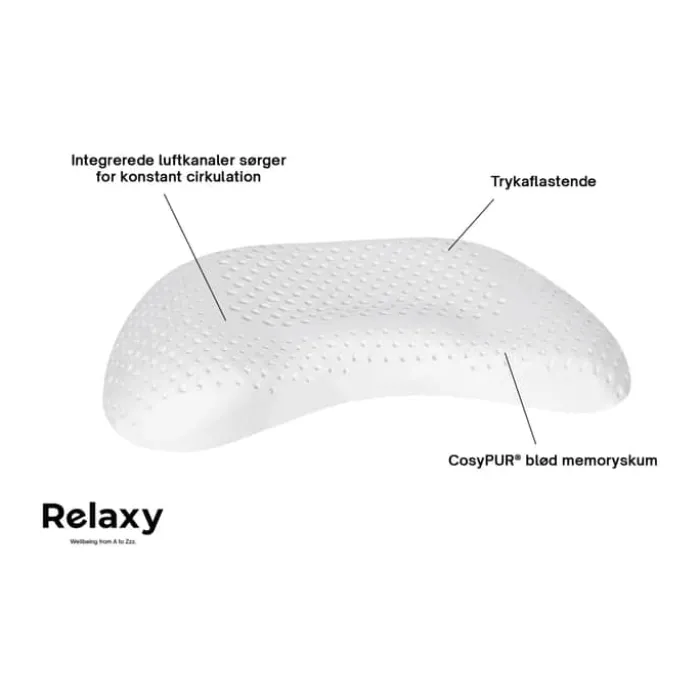 Relaxy Moon Memoryfoam Hovedpude H 9 x B 35 x L 68 cm - CosyPUR® memoryskum - Hvid