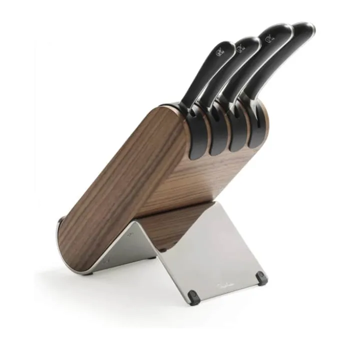 Robert Welch Signature Knivblok - 5 dele H 21,4 x B 13,1 x L 22 cm - Valnøddetræ/plastik/rustfrit stål - Natur