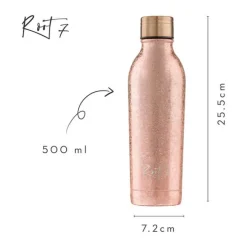 Root7 OneBottle Termo Drikkedunk 500 ml - Rustfrit stål/kobber - Rose Gold Sparkle