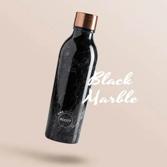 Root7 OneBottle Termo Drikkedunk 750 ml - Rustfrit Sål/Kobber - Black Marble