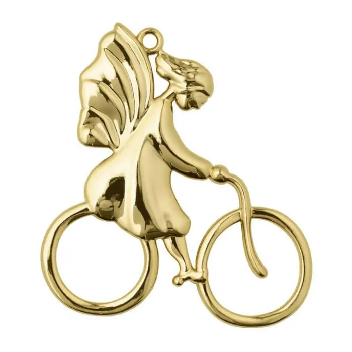 Rosendahl Karen Blixen Juleophæng - Englepige på cykel H 7 cm - Zink alloy - Forgyldt