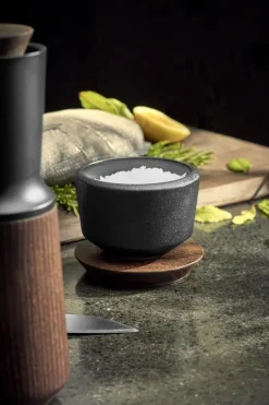 Rosendahl Rå Saltkar med låg 15 cl - Thermo ask/keramisk - Sort