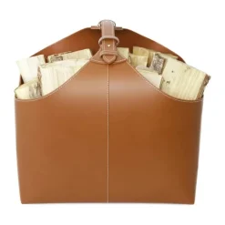 Ørskov Copenhagen Brændekurv H 47 x B 41 x L 37 cm - Læder - Cognac