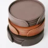Ørskov Copenhagen Glasbrik - 6 stk. Ø 11 cm - Læder - Cognac