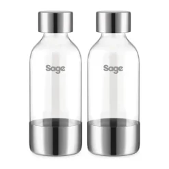 Sage Flaske til Sodamaker - 2 stk 2 x 0,6 liter - Rustfrit stål - Brushed Silver