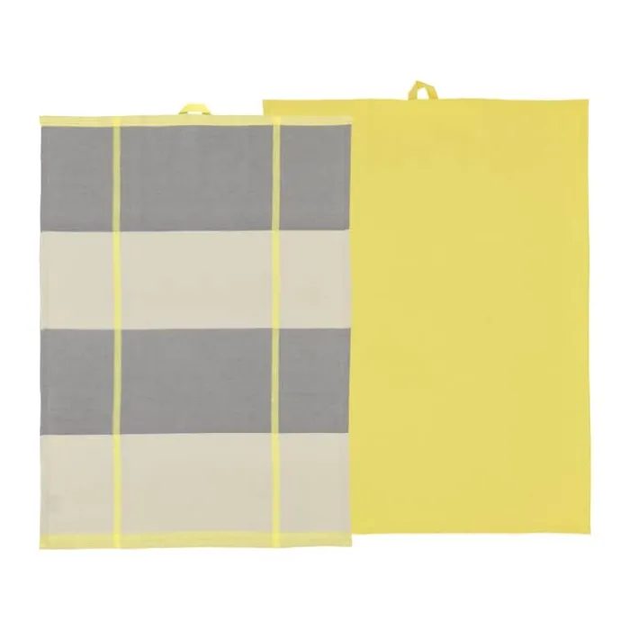 Södahl Blocks Viskestykke - 2 stk. B 50 x L 70 cm - Bomuld - Gul