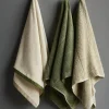 Södahl Contrast Håndklæde B 50 x L 70 cm - Bomuld - Ecru/olive/eucalyptus