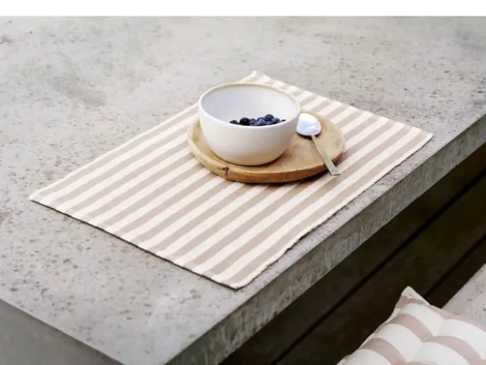 Södahl Statement Stripe Dækkeserviet B 33 x L 48 cm - Bomuld/jute - Beige