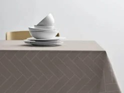 Södahl Tiles Damask Dug Ø 180 cm - Bomuld Damask - Taupe