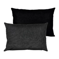 Södahl Washed Chenille Pude B 40 x L 60 cm - Bomuld/viskose - Sort
